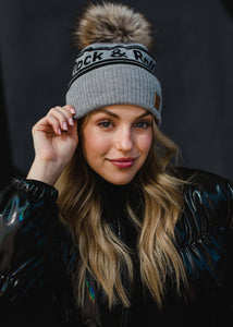 Gray & Black Rock & Roll Pom Hat