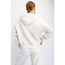 Bone Quilted Quarter Zip Hooded Jacket