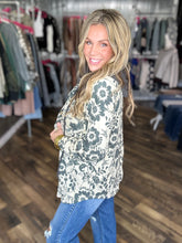 Floral Ribbed Knit Hooded Shacket