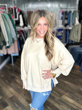 Ecru Oversized Slit Lightweight Sweatshirt *final sale*