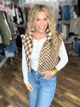 Brown Checker Cropped Puffer Vest *Final Sale*