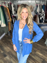 Sunset Blue Ruching Hooded Top