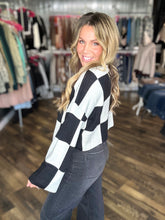 Black Round Neck Checkered Top