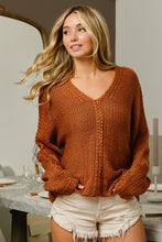 BiBi V-Neck Cable Knit Sweater**