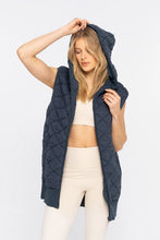 Midnight Navy Oversized Quilted Vest with Hood