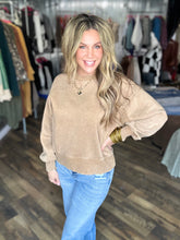 Deep Camel Wash Fleece Oversized Pullover Sweatshirt