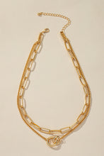 Two Row Chunky Chain With Linked Circle Pendants Necklace