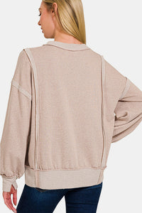 Zenana Washed Exposed-Seam Sweatshirt**