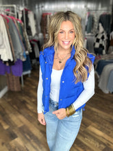 Royal Blue Mock Neck Casual Puffer Vest