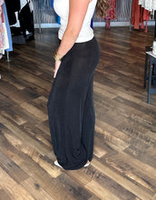 Black High Waist Acetate Slinky Wide-Leg Pants