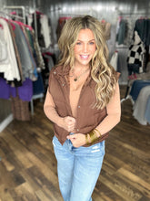 Chocolate Mock Neck Casual Puffer Vest