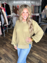 Olive Oversized Waffle Knit Casual Top *FINAL SALE*