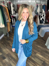 Teal Soft Wrap Shirred Side Open Cardigan