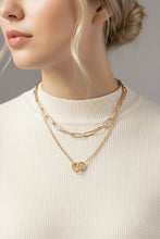 Two Row Chunky Chain With Linked Circle Pendants Necklace