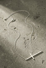 Hammered Sideway Cross Necklace