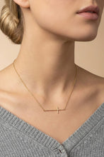 Hammered Sideway Cross Necklace