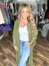 Dark Olive Cozy Knit Maxi Duster Cardigan