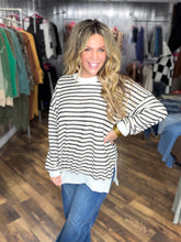 Black Bubble Stripe Tunic With Side Slit