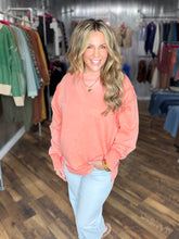 Coral Acid Wash Exposed-seam Fleece Sweatshirt