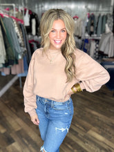 Dark Taupe Elastic Hem Cropped Sweatshirt