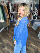 Sunset Blue Ruching Hooded Top