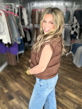 Chocolate Mock Neck Casual Puffer Vest