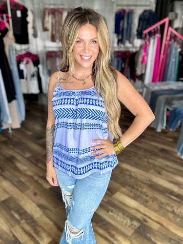 Blue Bohemian stripe tank top