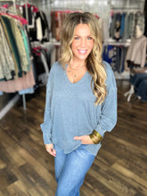 Midnight Navy Cotton Blend Waffle Knit Oversized Long Sleeve *final sale*