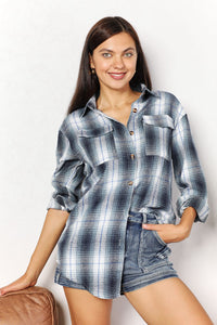 Plaid Dropped Shoulder Shirt**