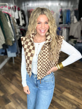 Brown Checker Cropped Puffer Vest *Final Sale*