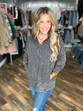 Ash Black French Terry Acid Wash Kangaroo Pocket Hoodie