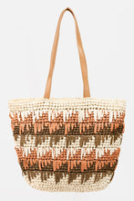 Fame Straw Braided Striped Tote Bag**