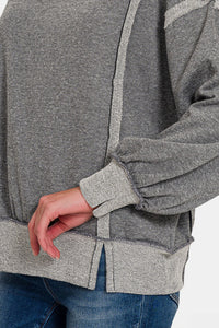 Zenana Washed Exposed-Seam Sweatshirt**