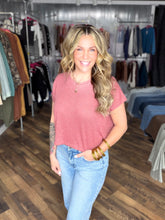 Winter Rose Round Neck Slub Hacci Cropped Top