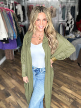 Dark Olive Cozy Knit Maxi Duster Cardigan