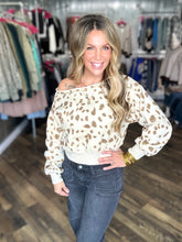 Cream Print Boat Neck Top