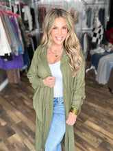 Dark Olive Cozy Knit Maxi Duster Cardigan