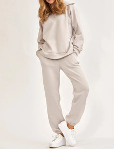 Taupe Athleisure 2 Piece Set with Jogger Pant