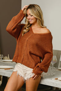 BiBi V-Neck Cable Knit Sweater**