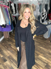 Black Cozy Knit Maxi Duster Cardigan