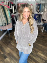 Brown and White Ribbed Hooded Top