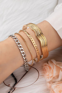 4 chain and cuff bracelets set