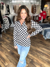 Black and White Checkered Round the Track Pullover