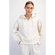 Bone Quilted Quarter Zip Hooded Jacket