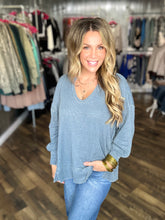 Midnight Navy Cotton Blend Waffle Knit Oversized Long Sleeve *final sale*