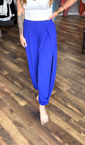 Blue Side Slit Pants