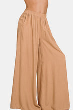 Zenana Pleated Linen Blend Wide Leg Pants**