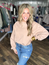 Dark Taupe Elastic Hem Cropped Sweatshirt