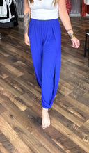 Blue Side Slit Pants