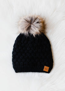 Black Knit Pom Hat